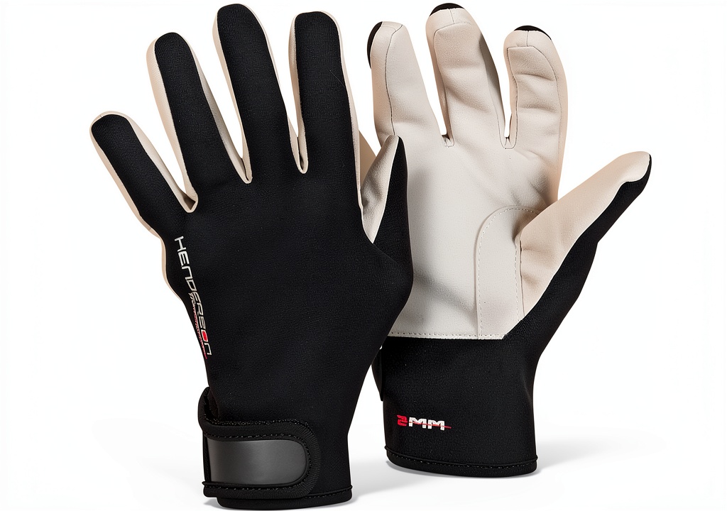 Installing Henderson Faux Leather Diving Gloves Unisex Adult on a wooden desk