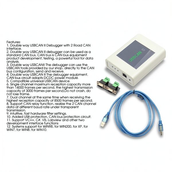 USB to CAN Analyzer Double Way USBCAN II Debugger by Walfront Fast-6