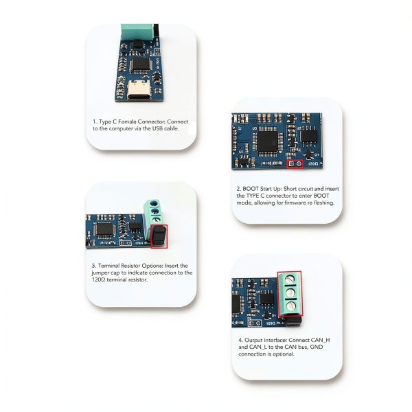 USB to CAN Module Converter WALFRONT V2.0 LED Type-C Power for CAN FD-5