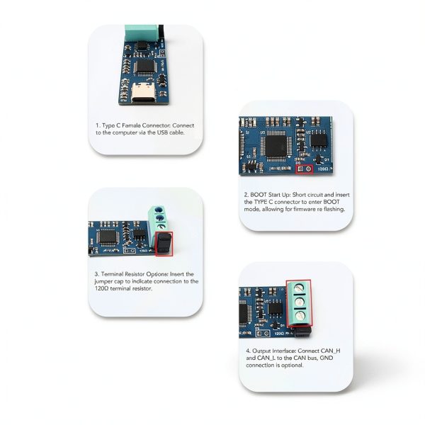 USB CAN Bus Module Culnflun Type-C LED CAN Transceiver for-4